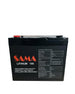 Battery placed in a white background showing specifications of the battery