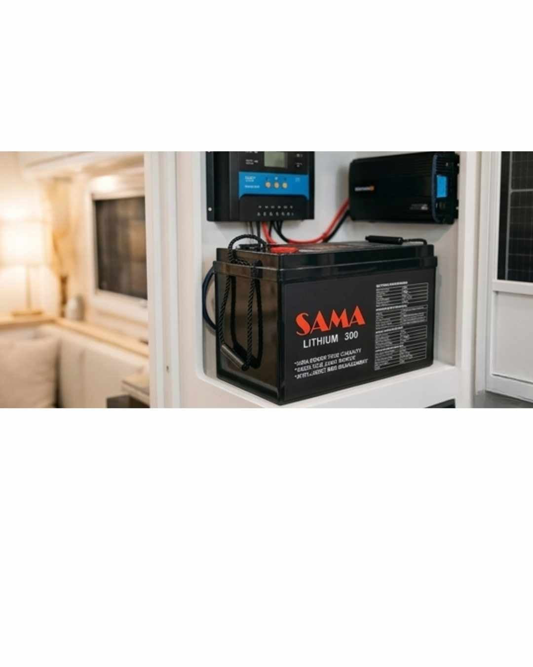 Battery placed in a caravan with fully connected