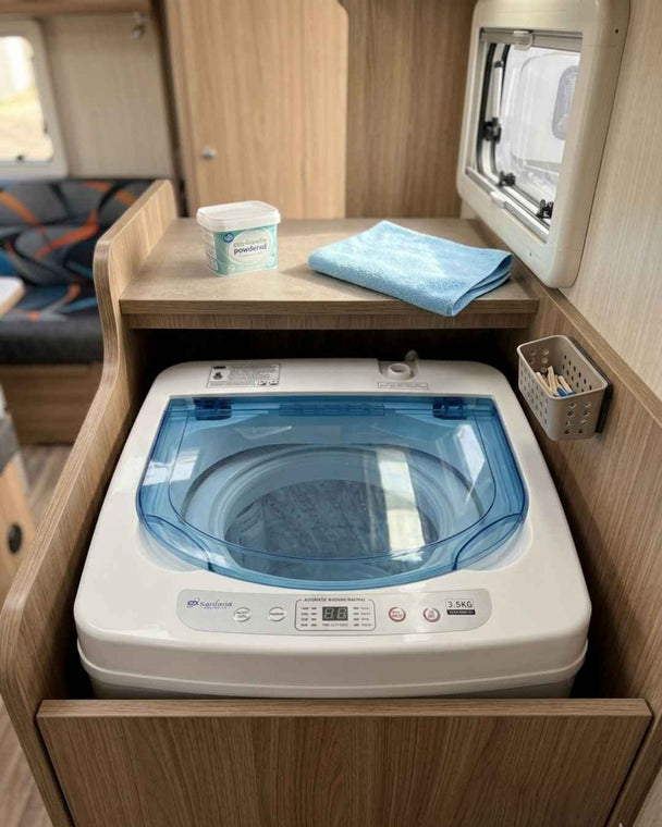Washing machine placed in a caravan
