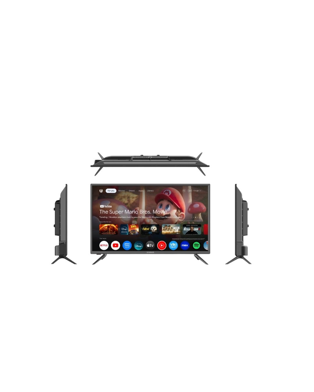 Smart TV with gaming interface on a white background