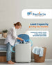 Woman using a mini washing machine with Samaria Australia branding