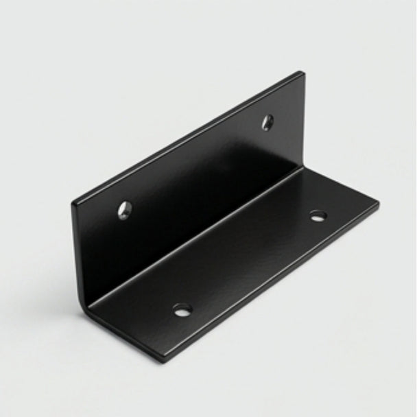 Black metal bracket on a light gray background