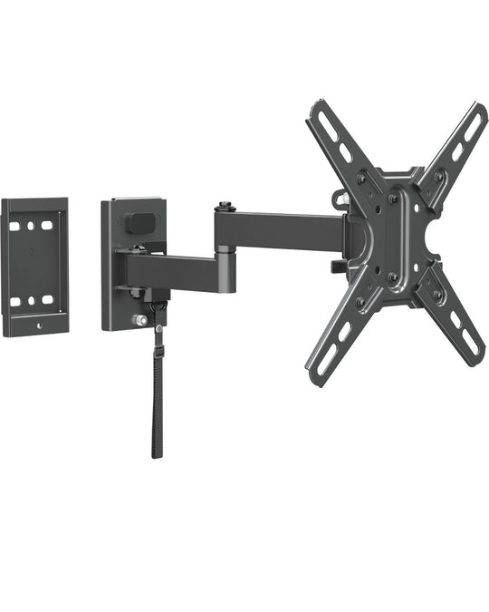 Black TV wall mount on a white background