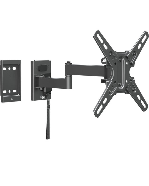 Black TV wall mount on a white background