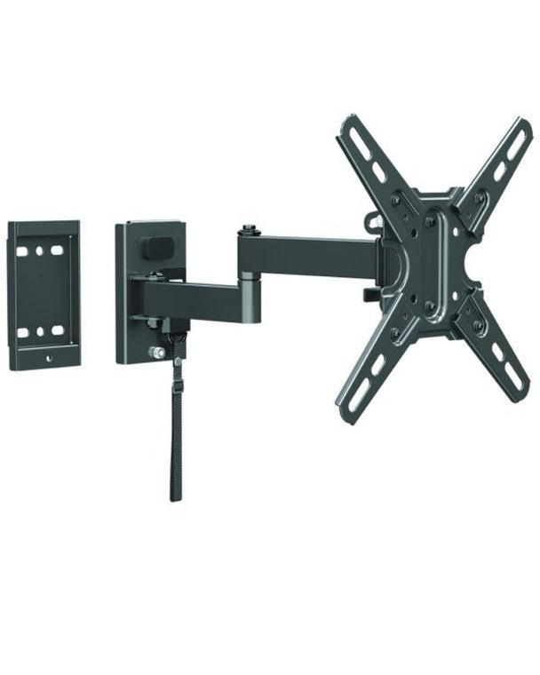 Black TV wall mount on a white background