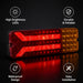Red and orange LED light with features highlighted on a black background