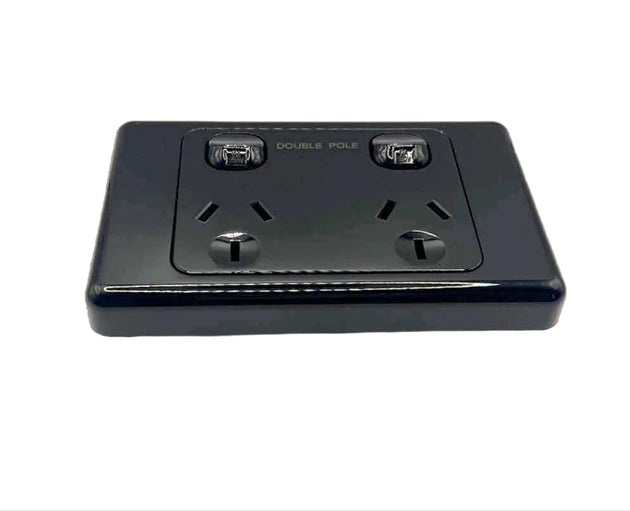 Black Double Pole Double Power Point 10A